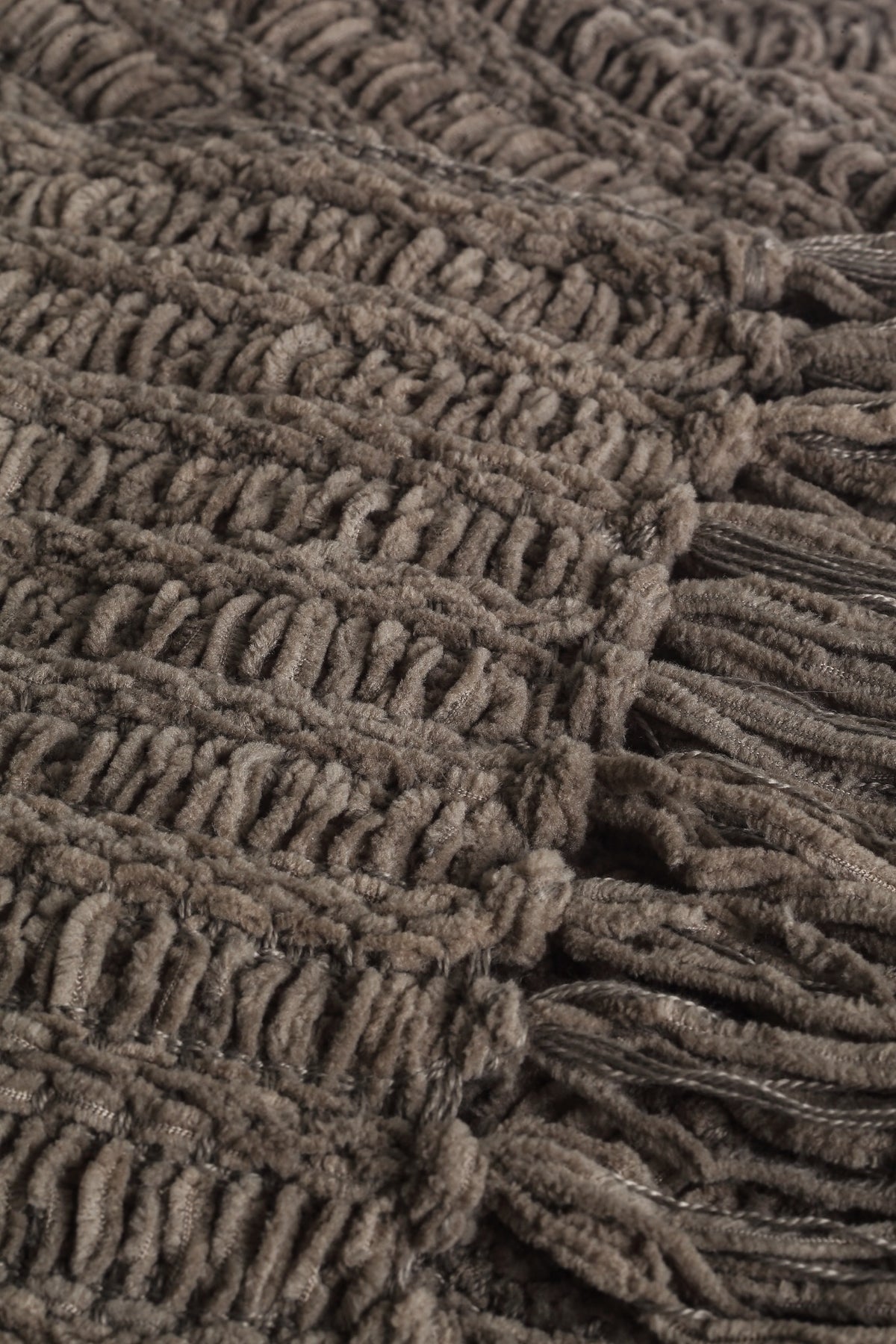 Amara Grey throw — ribbed texture and tassel detail