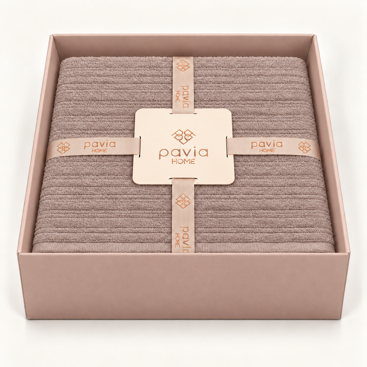 Pavia Home Aviola towel set — Quartz, open matte gift box