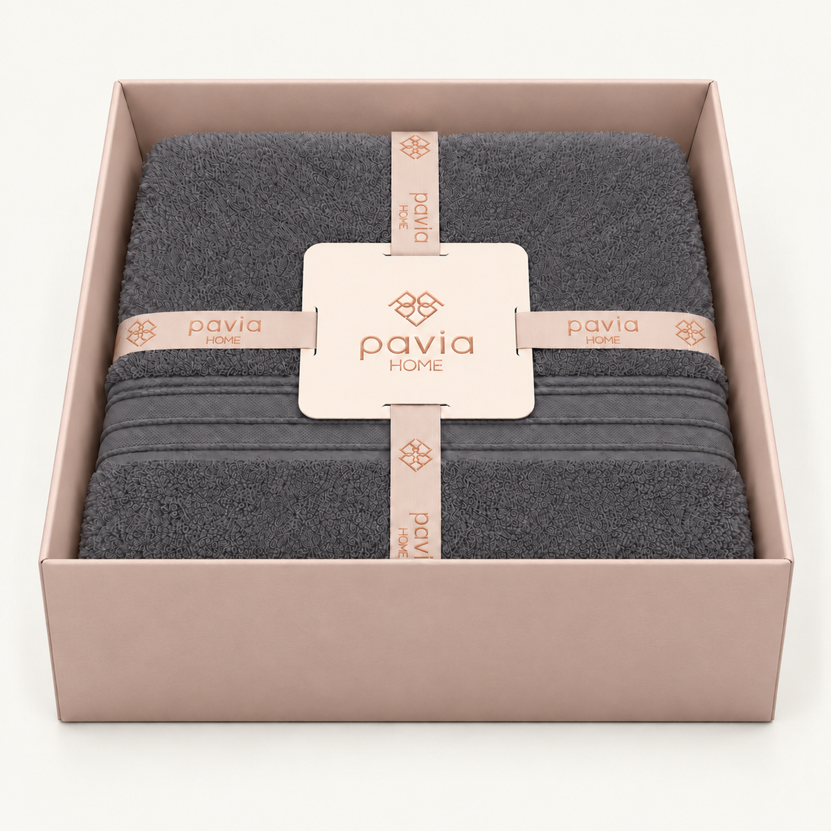 Pavia Home Jony towel set — anthracite, open gift box