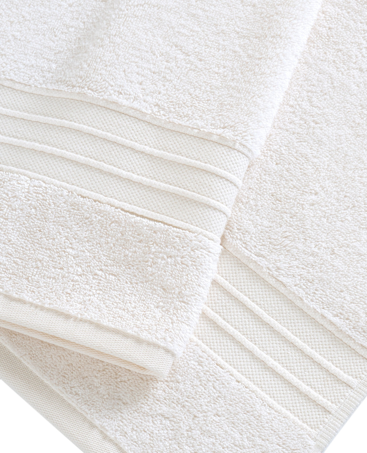 Jony Ecru towel texture and striped border detail