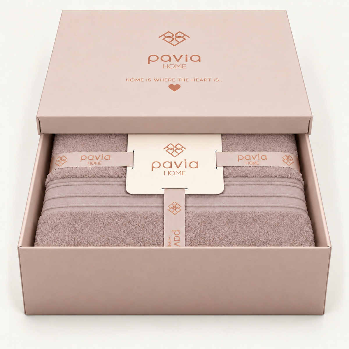 Pavia Home Jony towel set — quartz, half-open gift box