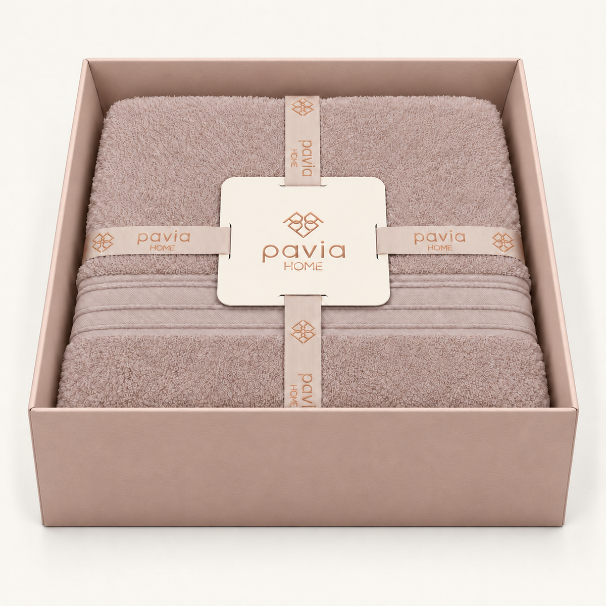 Pavia Home Jony towel set — quartz, open gift box