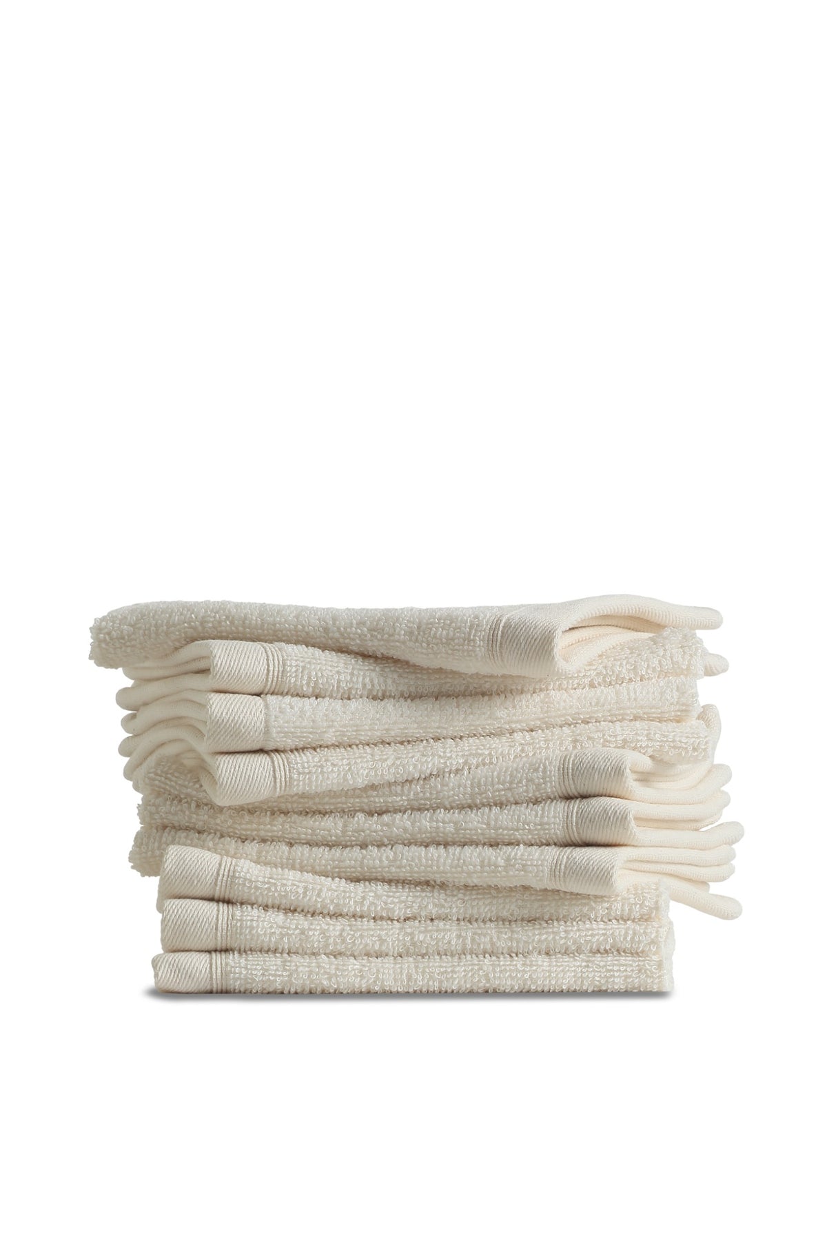 Lorens Ecru hand towels — folded stack