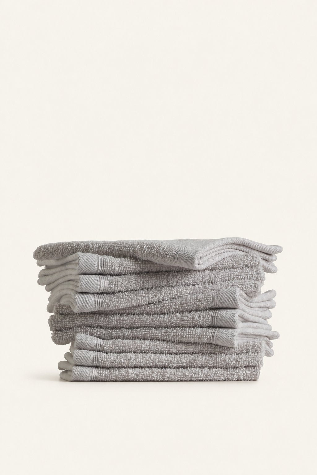 Lorens Grey hand towels — folded stack