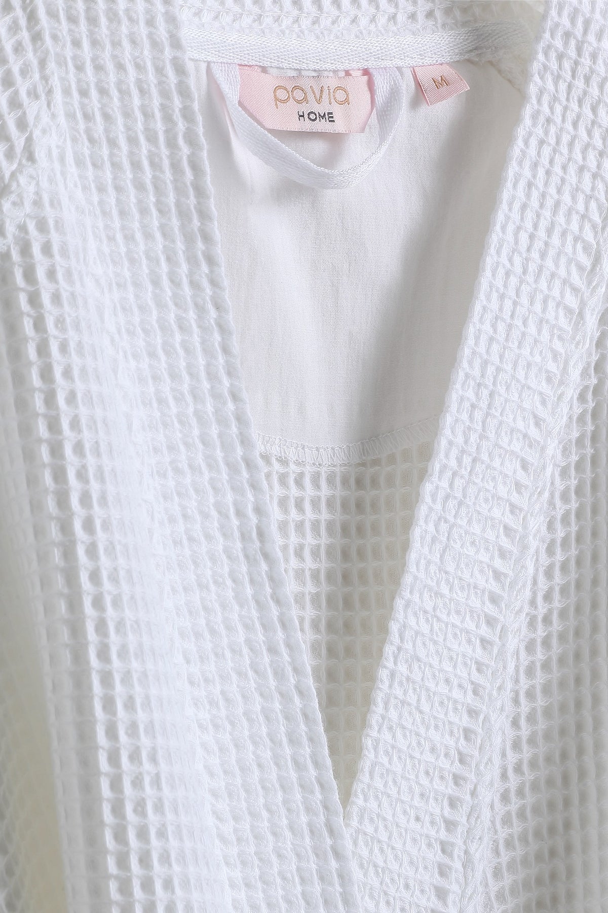 White Marc bathrobe waffle texture detail