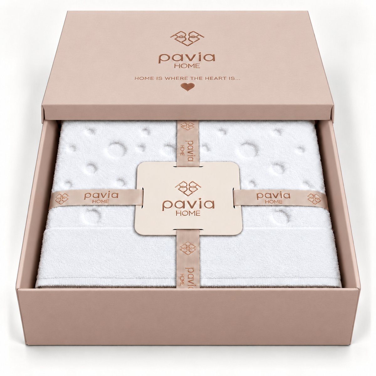 Bernardo towel set — White — gift box with half-covered lid — matte Jony packaging