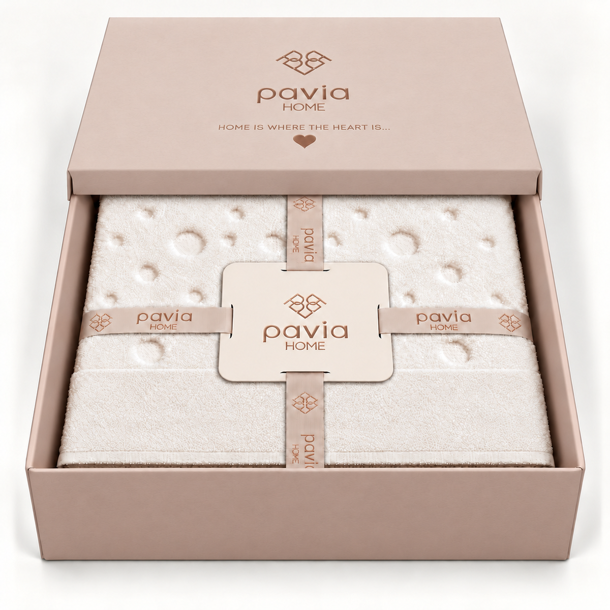 Bernardo towel set — Ecru — gift box with half-covered lid — matte Jony packaging
