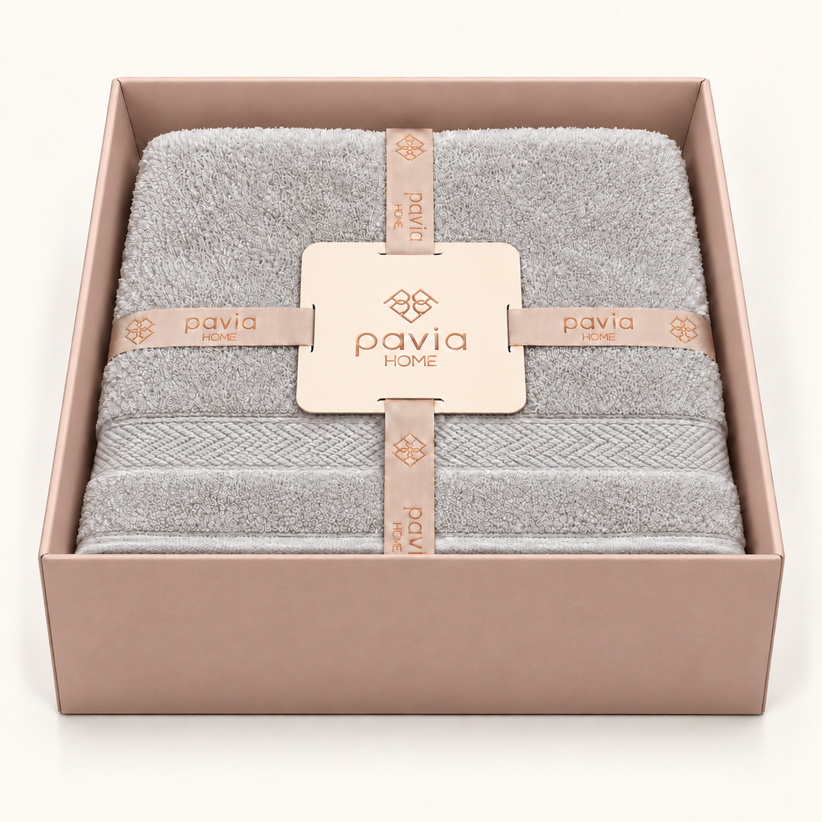 Pavia Home Anta towel set — Grey, open matte gift box