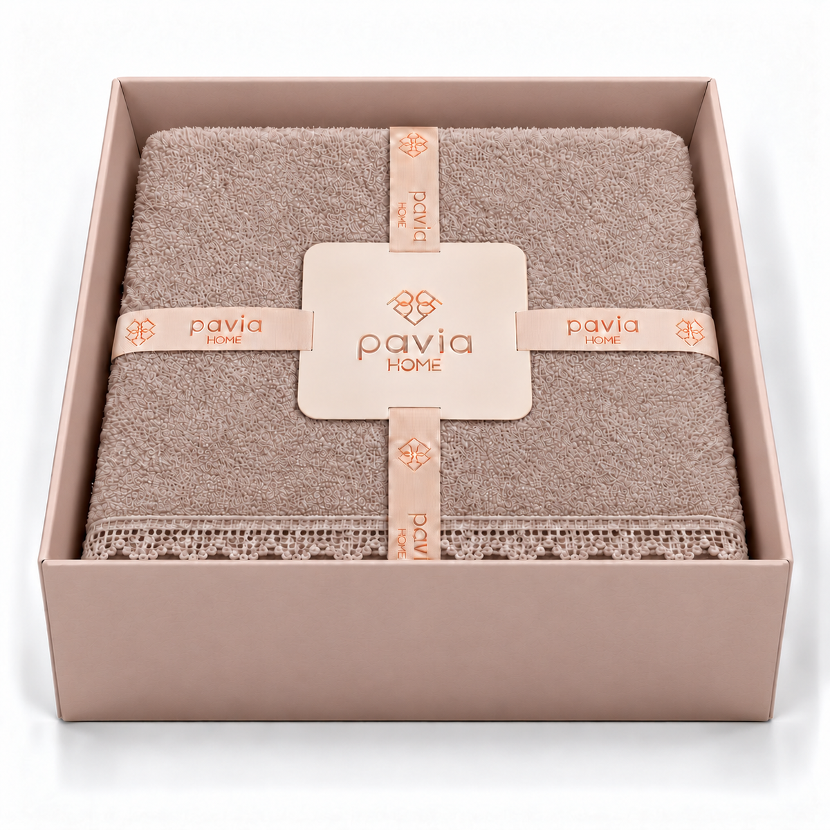 Pavia Home Carnia towel set — Quartz, open matte gift box