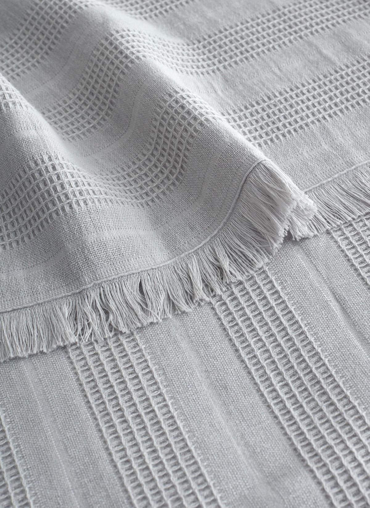 Erna Grey weave and fringe detail