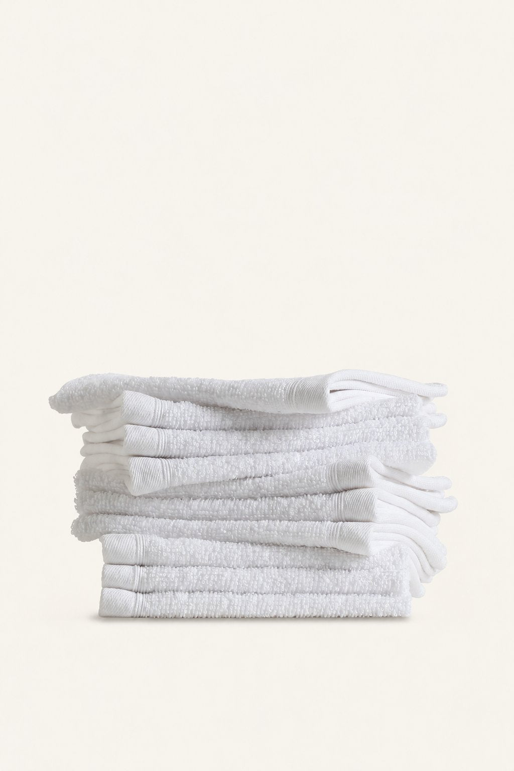 Lorens White hand towels — folded stack