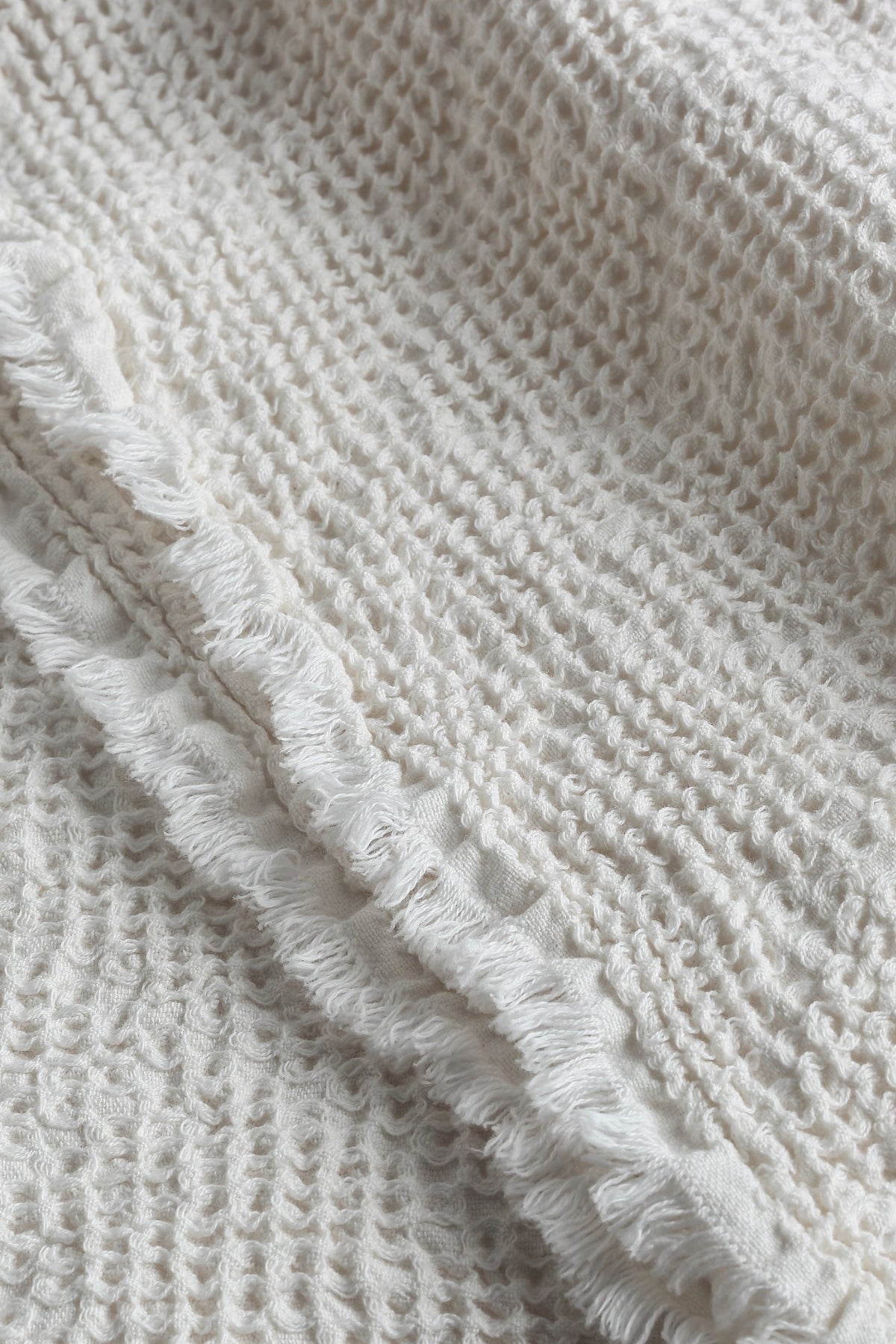 Noyce Ecru throw — texture and fringe detail